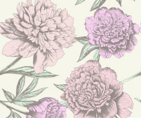 Retro hand drawn flowers background design 03