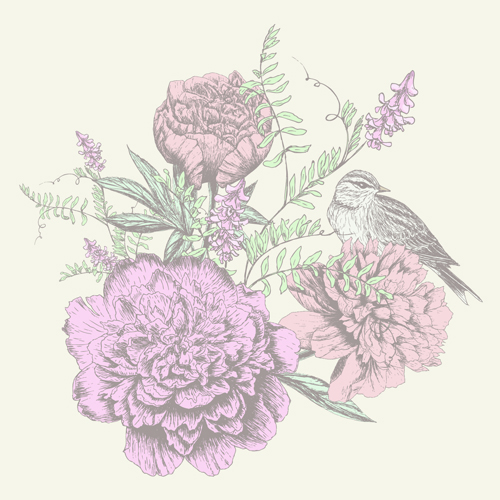 Retro hand drawn flowers background design 05