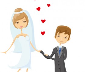 Romantic bride and groom design vector 02