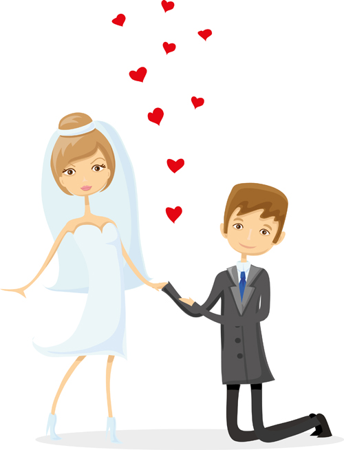 Romantic bride and groom design vector 02