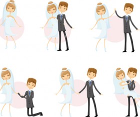 Romantic bride and groom design vector 03