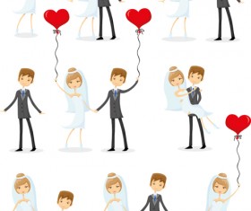 Romantic bride and groom design vector 04