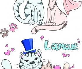 Romantic cat creative vector