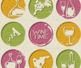 Round retro food labels vector set 04
