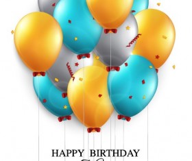 Shiny Balloon Happy Birthday design vector material 01