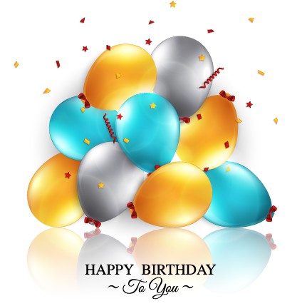 Shiny Balloon Happy Birthday design vector material 02