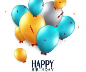 Shiny Balloon Happy Birthday design vector material 03