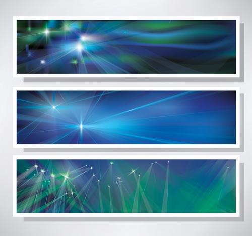 Shiny blue style banners vector graphics 01