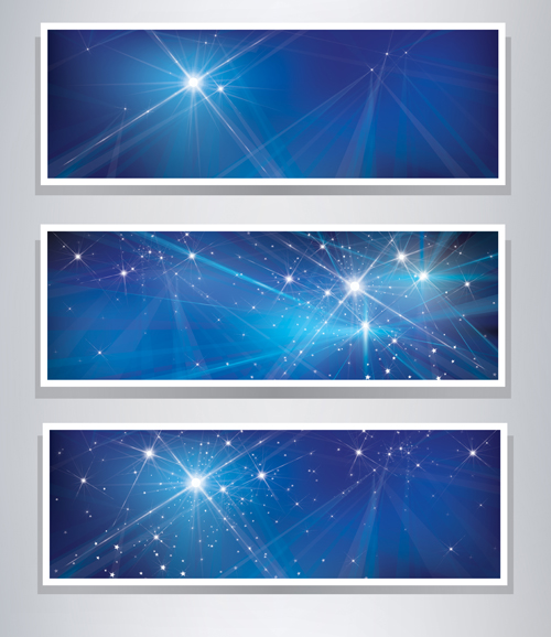 Shiny blue style banners vector graphics 02