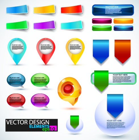 Shiny button and web labels vector