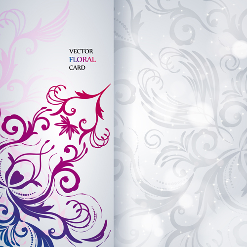 Shiny floral Invitations card design vector set 03