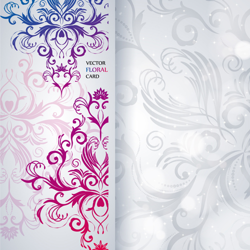 Shiny floral Invitations card design vector set 04