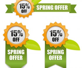 Shiny promo labels with ribbon vector graphics 01