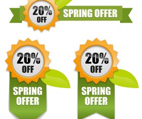 Shiny promo labels with ribbon vector graphics 02