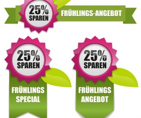 Shiny promo labels with ribbon vector graphics 03