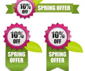 Shiny promo labels with ribbon vector graphics 04