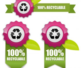 Shiny promo labels with ribbon vector graphics 05