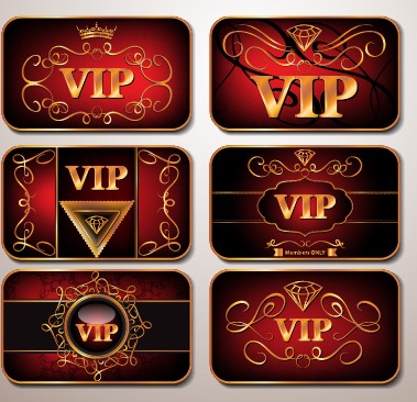 Shiny royal VIP cards design vector set 01