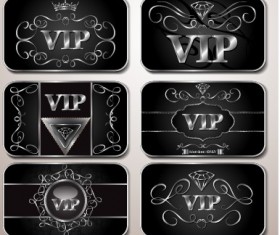 Shiny royal VIP cards design vector set 02