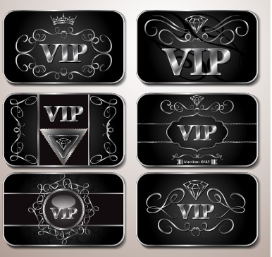 Shiny royal VIP cards design vector set 02
