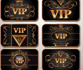 Shiny royal VIP cards design vector set 03