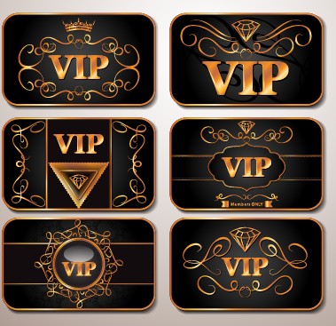 Shiny royal VIP cards design vector set 03