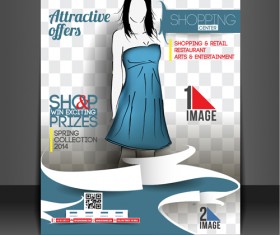 Shopping flyers cover with girl vector illustration 01