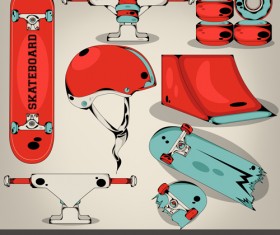 Skateboard elements design vector set