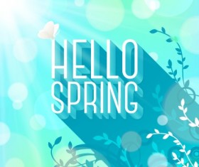 Shiny spring elements vector background set 03