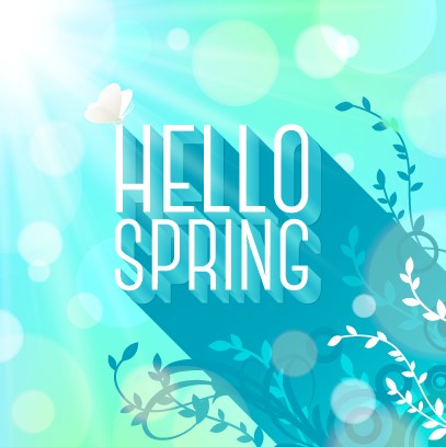 Shiny spring elements vector background set 03