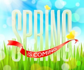 Shiny spring elements vector background set 05