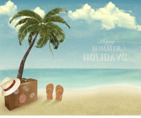 Summer holidays happy travel background vector graphic 02