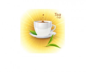 Tea cup with glowing background vector