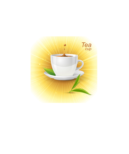 Tea cup with glowing background vector