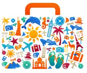 Travel elements with bag creative vector