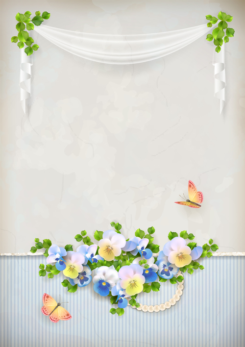 Download Vector set of spring flower cards design 03 free download