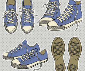 Vintage canvas shoes design elements
