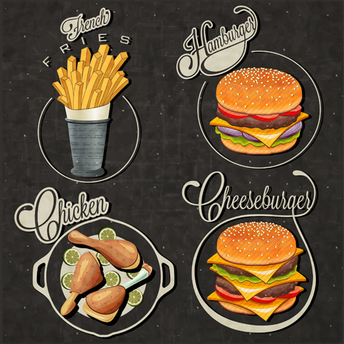 Vintage food logos vectors