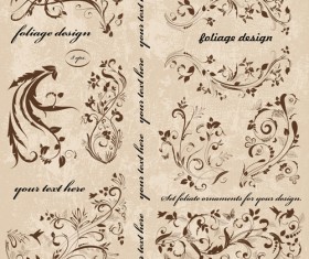 Vintage spring floral ornaments elements vector 01