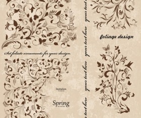 Vintage spring floral ornaments elements vector 02