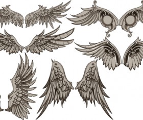 Vintage wings design vector set 01
