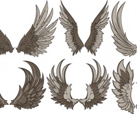 Vintage wings design vector set 02