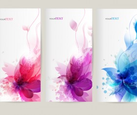 Watercolor flower vertical banner design 01