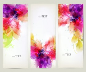 Watercolor flower vertical banner design 03