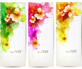 Watercolor flower vertical banner design 04