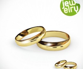 Golden glow wedding rings elements vector 02