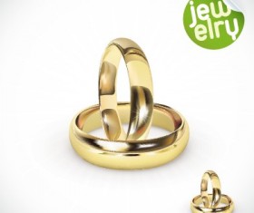 Golden glow wedding rings elements vector 04