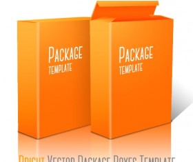 Yellow package box template vector graphics