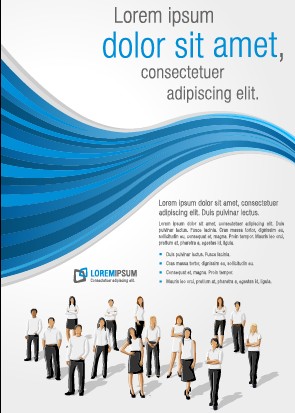 Business people with brochure cover vector 03