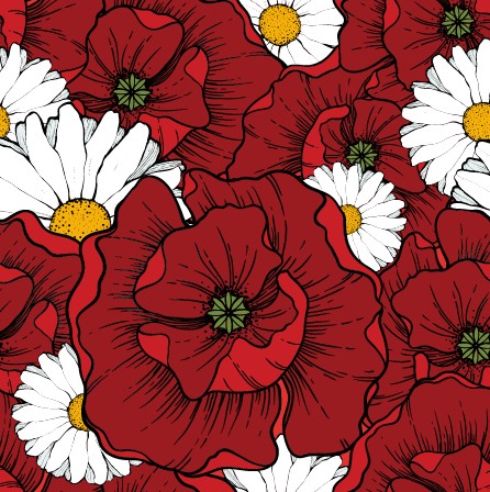 Beautiful flowers seamless pattern art vector 01